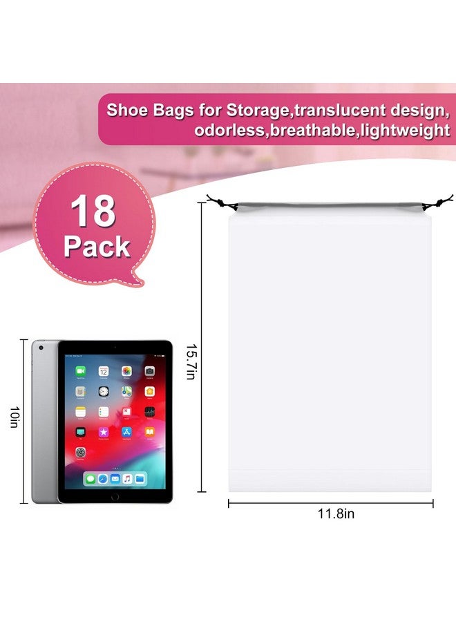 Vivinin 18 Pack White Translucent Polyethylene Shoe Bags, 15.7in x 11.8in, Drawstring Closure, Multi-Purpose Travel Storage Bags for Shoes, Clothes, Toiletries, etc. - Image 2