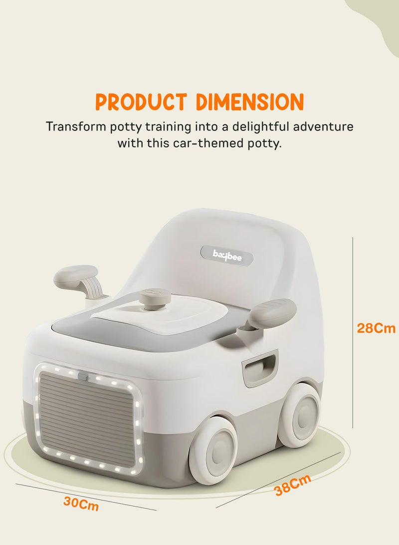 BAYBEE - Baybee 3 in 1 Convertible Baby Potty Training Seat for Kids | Potty Toilet Seat Chair for Kids with Led Light, Handle, PU Cushion & Closing Lid | Baby Potty Seat for Toddlers Kids 1-5 Years Brown - Image 1