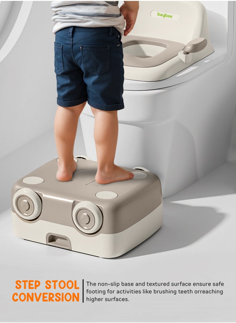 BAYBEE - Baybee 3 in 1 Convertible Baby Potty Training Seat for Kids | Potty Toilet Seat Chair for Kids with Led Light, Handle, PU Cushion & Closing Lid | Baby Potty Seat for Toddlers Kids 1-5 Years Brown - Image 1