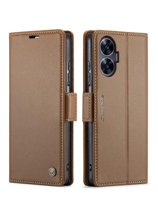 CaseMe Flip Wallet Case For Realme C55 RFID Blocking PU Leather Wallet Flip Folio Case with Card Holder Kickstand Shockproof Phone Cover - Brown - pzsku/Z1FBD015B5265A8AF43B2Z/45/_/1726931715/b641581e-756d-4507-9b8d-5ea8d88056a9