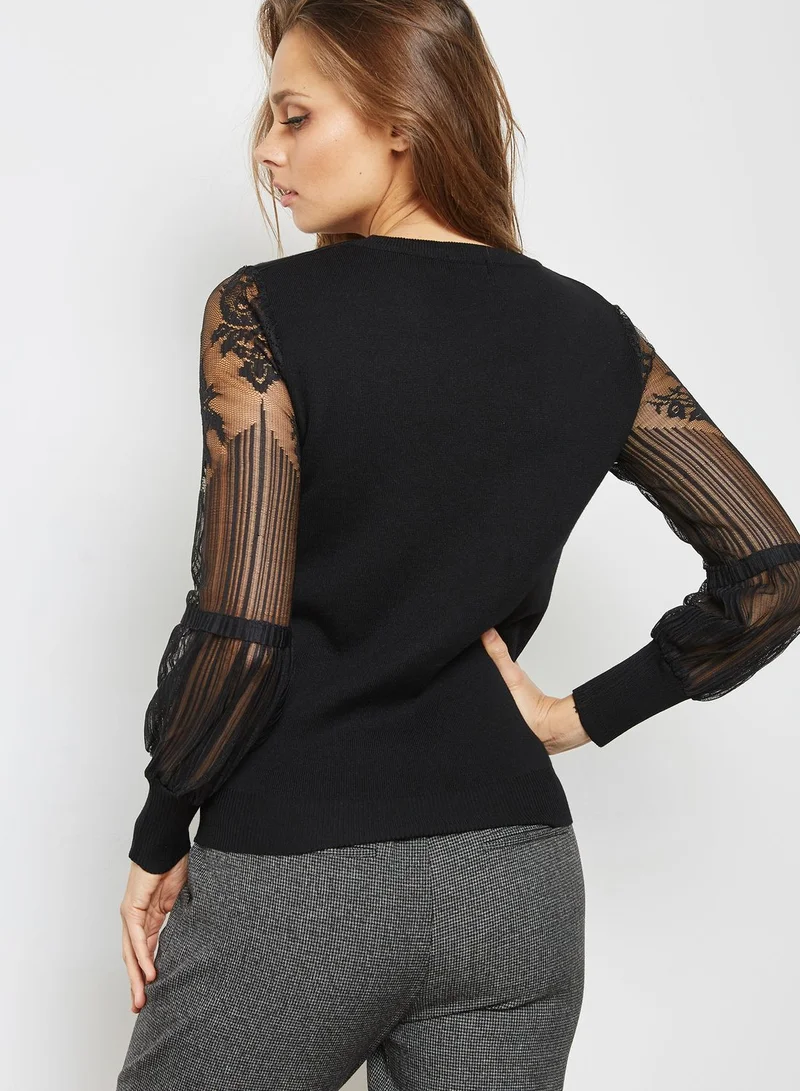 ELLA Lace Sleeve Sweater
