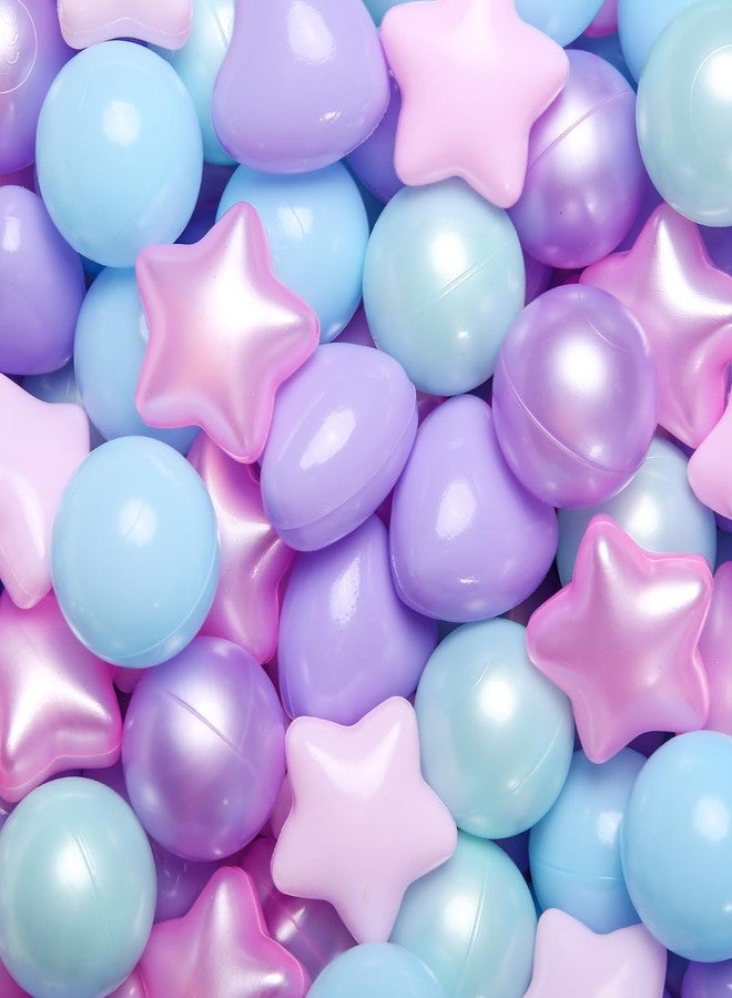 جوجوسو كرات GOGOSO Star Ball Pit، كرات بلاستيكية ملونة مقاومة للكسر وخالية من مادة BPA، مثالية للعب الأطفال الصغار، لتزيين حفلات الكريسماس، لافتة سوار صداقة عملاقة، حورية بحر مضيئة، 150 كرة مقاس 2.15 بوصة. - Image 1
