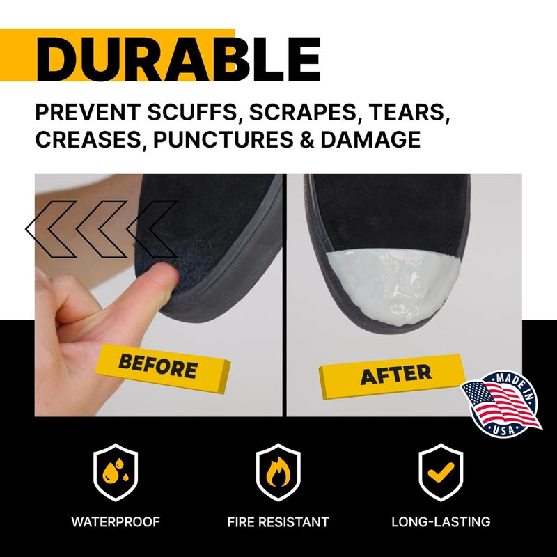 Tuff Toe Store Boot Toe Protector Adhesive, Shoe Glue Toe Protectors for Shoes & Work Boots - Waterproof, Heat Resistant, Heavy Duty Protective Layer & Shoe Repair Kit - Easy Application, Covers 2 Shoes, Black Color - Image 4