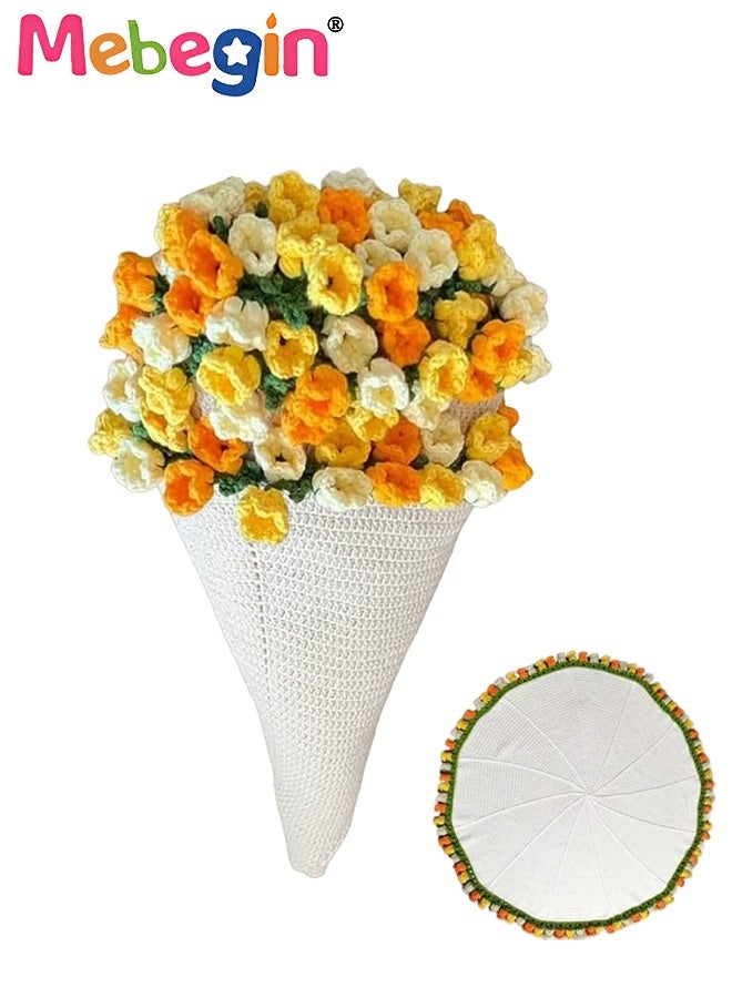 MEBEGIN DIY Flower Bouquet Blanket Making Kit, 2-in-1 Cozy Blanket and Floral Display, Handmade Crochet Flowers Bouquet Throw Blanket, Unique Crochet Kit, Ideal Gift for Mother's Day, Birthday, Wedding or Valentine's Day(Not a Finished Product, Needs to be Hand-Woven) - Image 1