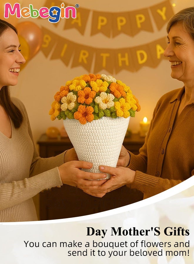 MEBEGIN DIY Flower Bouquet Blanket Making Kit, 2-in-1 Cozy Blanket and Floral Display, Handmade Crochet Flowers Bouquet Throw Blanket, Unique Crochet Kit, Ideal Gift for Mother's Day, Birthday, Wedding or Valentine's Day(Not a Finished Product, Needs to be Hand-Woven) - Image 4