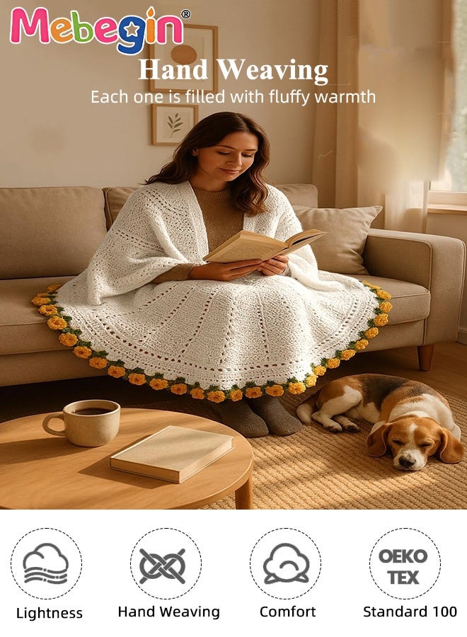 MEBEGIN DIY Flower Bouquet Blanket Making Kit, 2-in-1 Cozy Blanket and Floral Display, Handmade Crochet Flowers Bouquet Throw Blanket, Unique Crochet Kit, Ideal Gift for Mother's Day, Birthday, Wedding or Valentine's Day(Not a Finished Product, Needs to be Hand-Woven) - Image 3