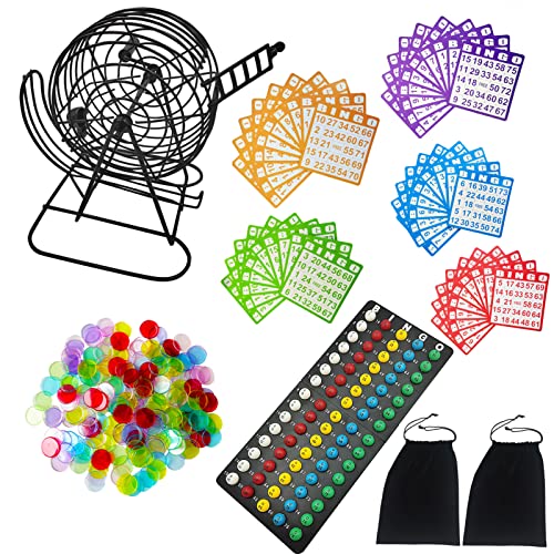 SEETOOOGAMES Deluxe Bingo Game Set 8 Inch Metal Cage 50 Paper Cards 600 Colorful Clear Chips Bingo Balls and Plastic Master Board Great for Adults Large Groups Familiy Games Nights Parties - Image 5