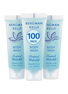 BERGMAN KELLY BERGMAN KELLY Travel Size Body Wash (1 fl oz, 100 PK, Tropical Waterfall), Delight Your Guests with an Invigorating and Refreshing Hotel Body Wash, Mini and Small Size Guest Hotel Toiletries in Bulk 