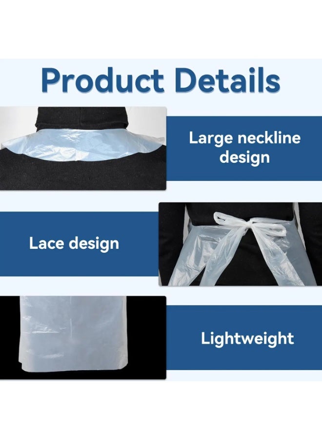 50 Pcs Disposable Plastic Aprons for Adults, Extra Long Waterproof PE Aprons 70x120cm, White - Image 2