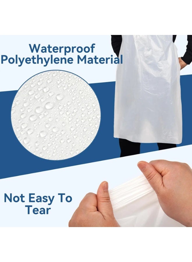 50 Pcs Disposable Plastic Aprons for Adults, Extra Long Waterproof PE Aprons 70x120cm, White - Image 4