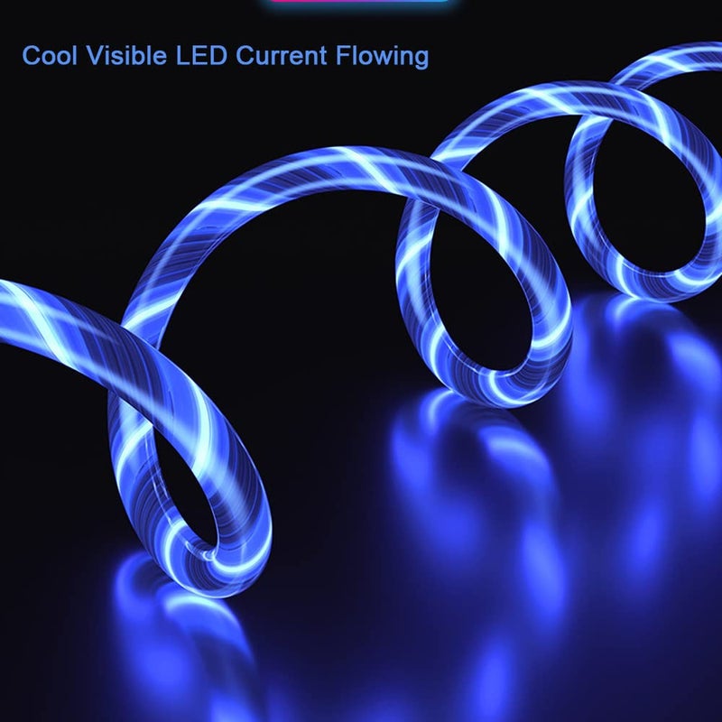 IHAO USB Type C to Type C PD 60W Fast Charging Cable Phone Charger High Data Speed Cool Light Up LED Current Flowing for All USB C Device-Blue/39 Inches - Image 2