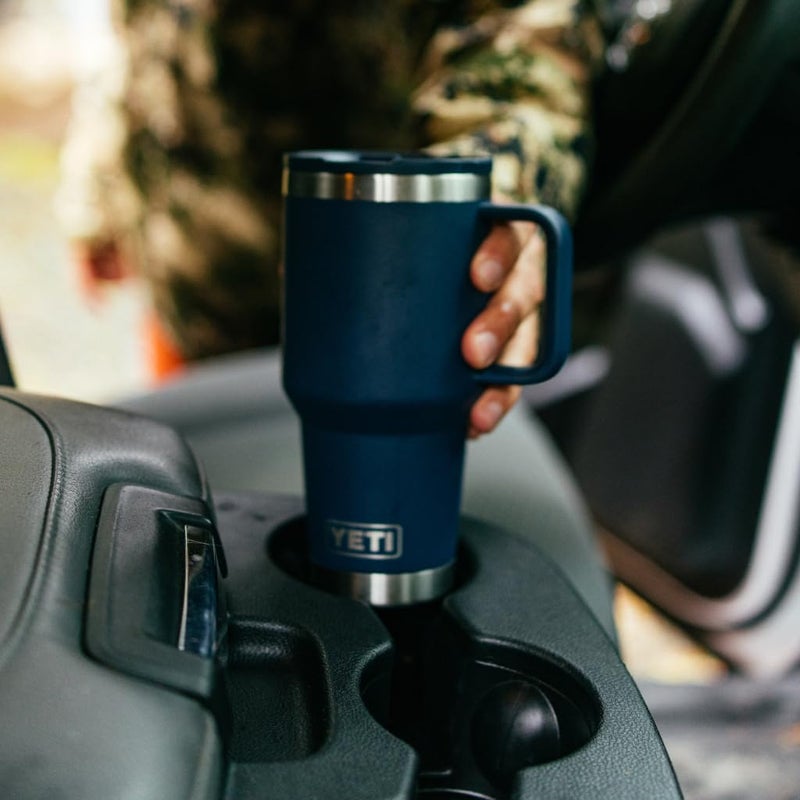 YETI Rambler 30 oz Travel Mug with Flip Straw Lid â€“ Stainless Steel, Vacuum Insulated, Leakproof, Cup Holder Friendly, Navy - Image 4