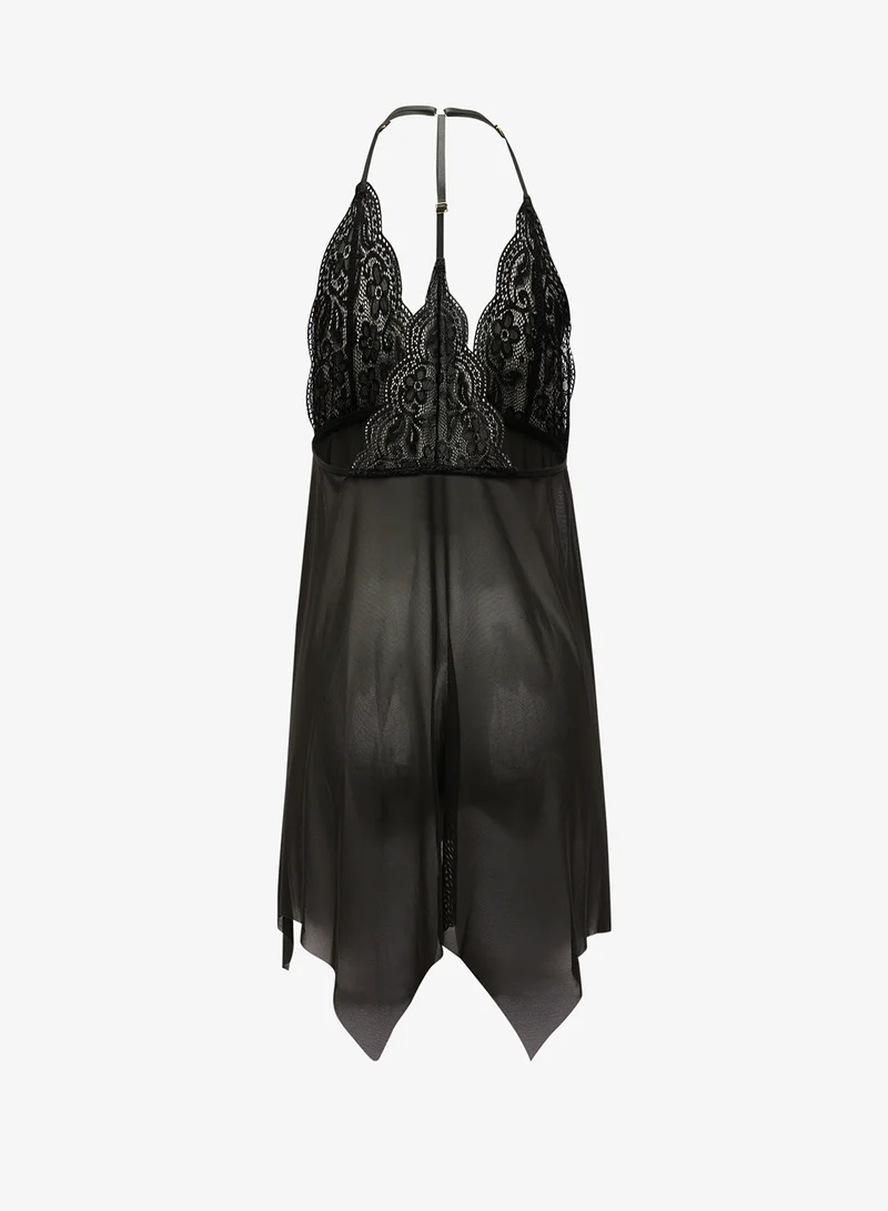 جينجر Lace Babydoll Slip with Brief Set