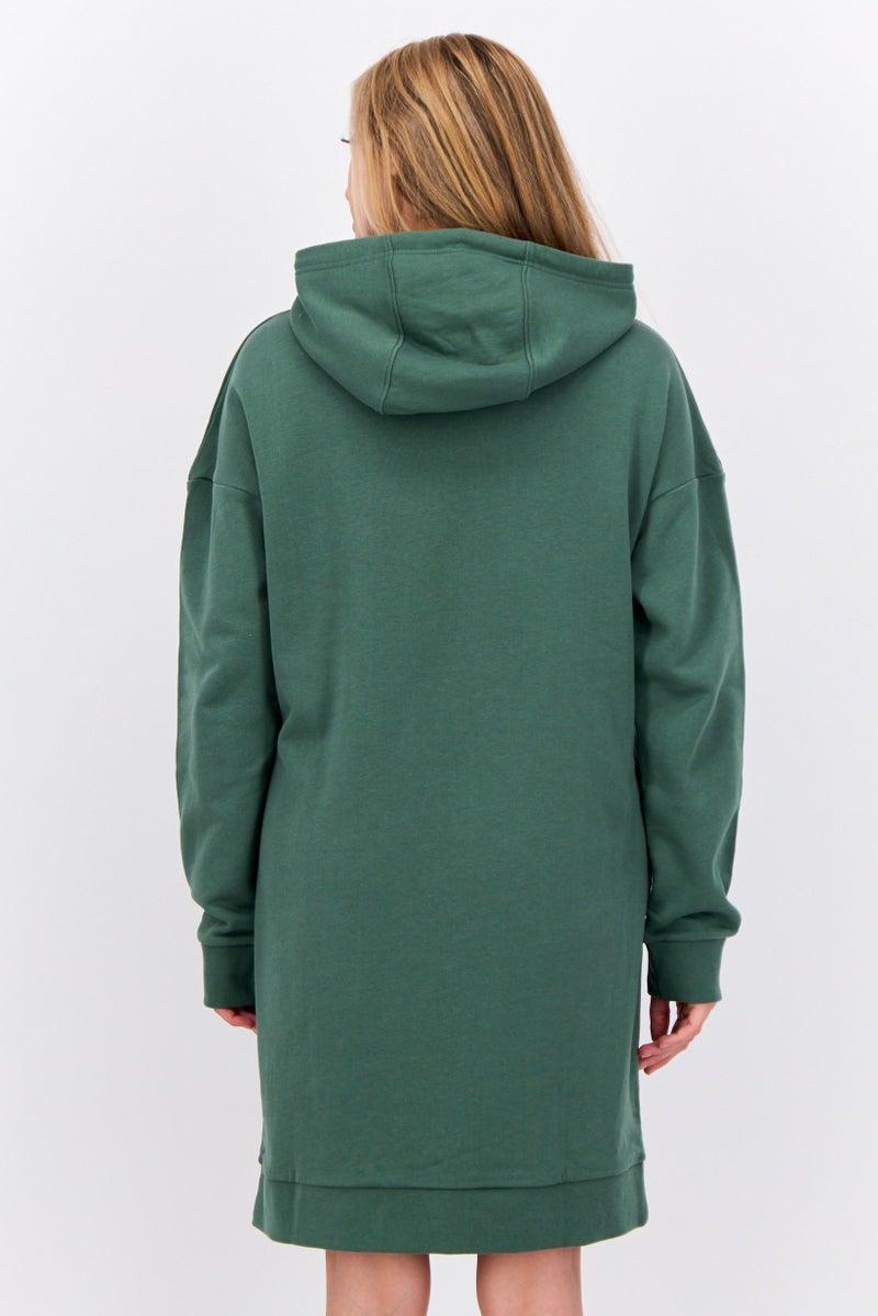 Lyle & Scott Women Hooded Long Sleeve Brand Logo Sweatshirt Dress, Green - Image 2