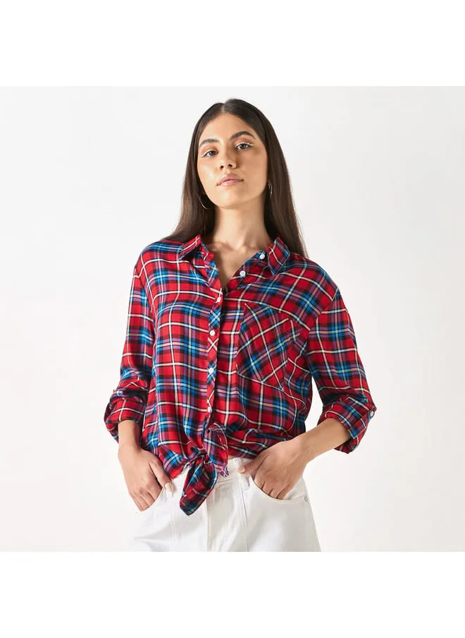 Lee Cooper Lee Cooper Checked Shirt with Pocket and Long Sleeves