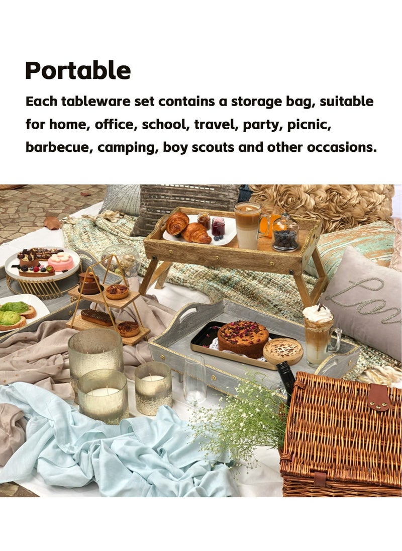 Teuuea 3X 9 Pieces Portable Stainless Steel Flatware Set, Reusable Travel Utensils Cutlery Set, Camping Tableware Dishwasher Safe with Case, Knife Fork Spoon Straws Chopsticks Cleaning Brush (Golden)  - Image 4