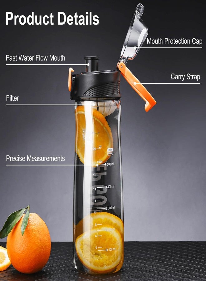 Doseno Clear Water Bottle, 27 oz Reusable Plastic Sports Bottle, Black - Image 2