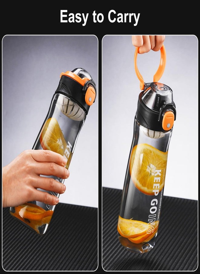 Doseno Clear Water Bottle, 27 oz Reusable Plastic Sports Bottle, Black - Image 4
