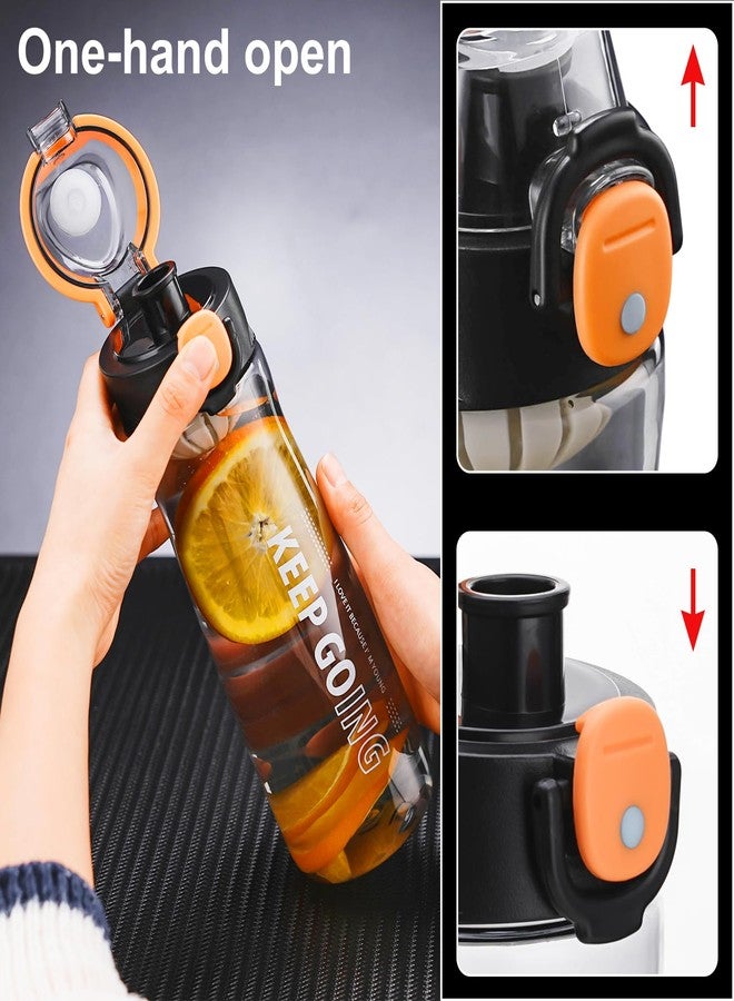 Doseno Clear Water Bottle, 27 oz Reusable Plastic Sports Bottle, Black - Image 3
