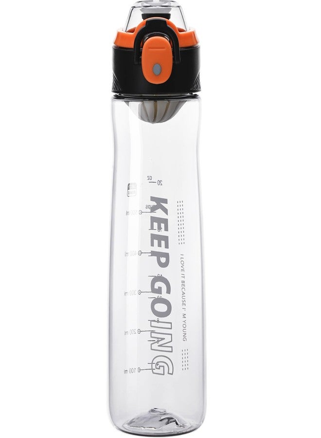 Doseno Clear Water Bottle, 27 oz Reusable Plastic Sports Bottle, Black - Image 1