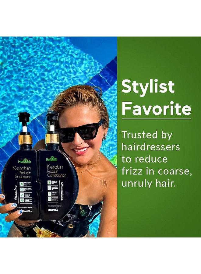 Herbishh Keratin Shampoo And Conditioner Set Hydrating Keratin Shampoo & Nourishing Conditioner For Dry Damaged Hair Sulfate Free Plant Based Keratin Shampoo Conditioner Safe & Effective - Image 4