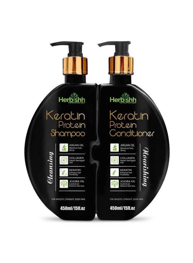 Herbishh Keratin Shampoo And Conditioner Set Hydrating Keratin Shampoo & Nourishing Conditioner For Dry Damaged Hair Sulfate Free Plant Based Keratin Shampoo Conditioner Safe & Effective - Image 2