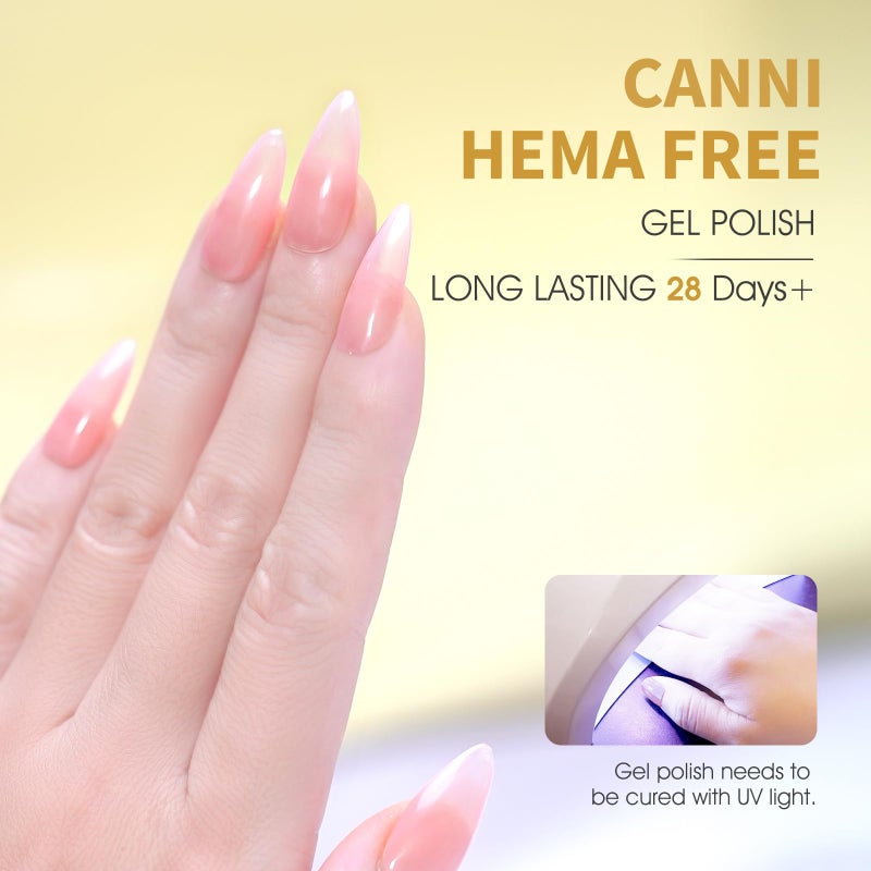 CANNI Nude Pink Gel Nail Polish, 1Pcs Translucent Jelly Gel Polish Color High Gloss Soak Off U V Nail Manicure Salon DIY - Image 3