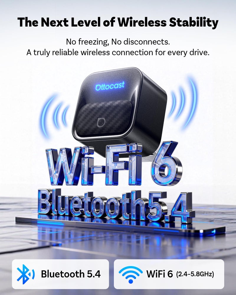 Ottocast Mini Core, 2026 Next-Gen Wireless CarPlay & Android Auto Adapter, WiFi 6 & Bluetooth 5.4 Ultra-Fast Connection, One-Touch Device Switching, Plug & Play, Auto Connect for iPhone & Android - Image 4