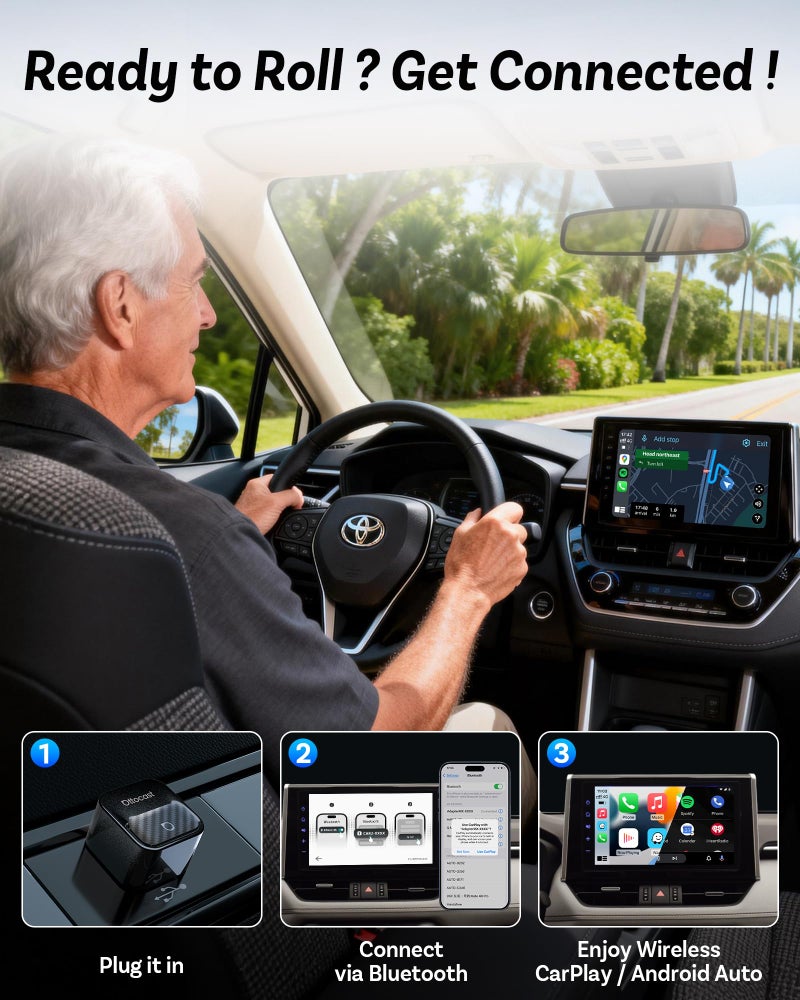 Ottocast Mini Core, 2026 Next-Gen Wireless CarPlay & Android Auto Adapter, WiFi 6 & Bluetooth 5.4 Ultra-Fast Connection, One-Touch Device Switching, Plug & Play, Auto Connect for iPhone & Android - Image 5