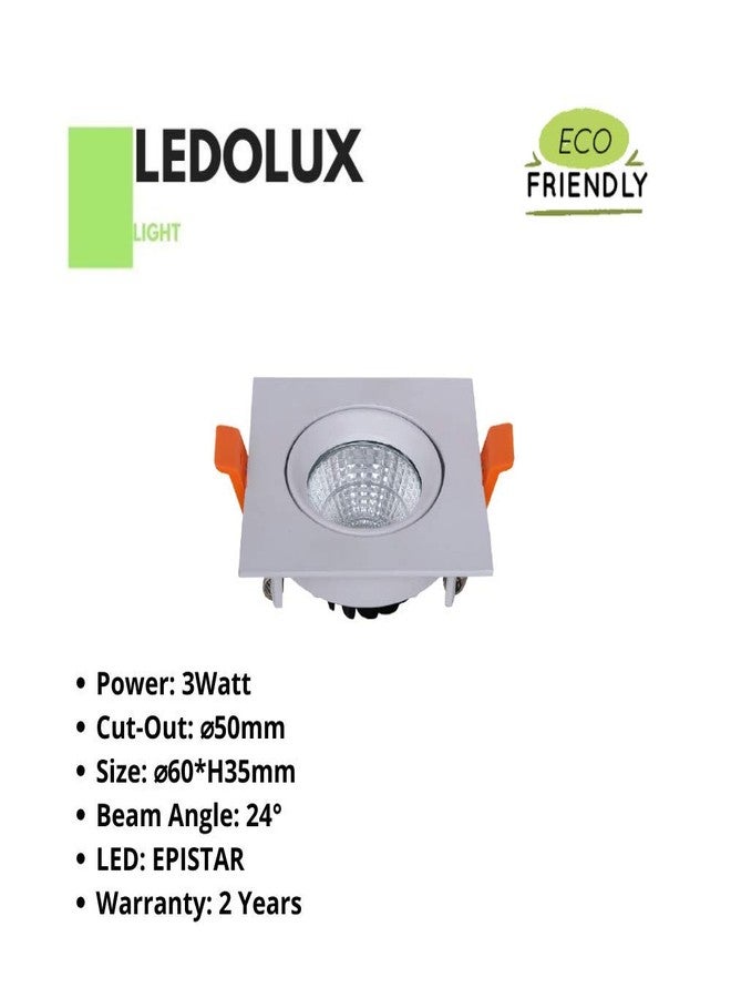 LEDOLUX 3-Watt Cool White 6000K Square Led COB Spot light (Pack of 1) - Image 2