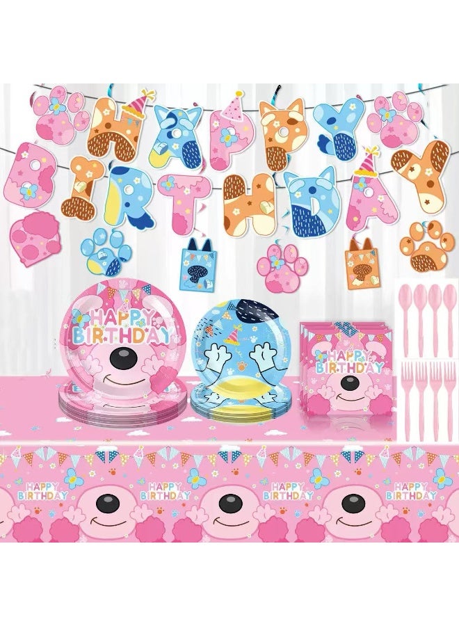 Party birthday party decoration set with banners, hanging ornaments, and tableware set - Image 2