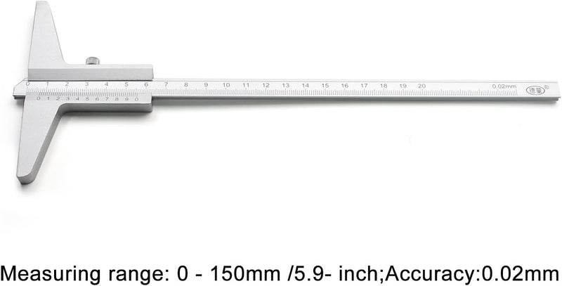 Utoolmart 0-200mm/7.9" Depth Vernier Caliper Micrometer Gauge Measuring Tool 0.02mm Resolution 1 Pcs - Image 2