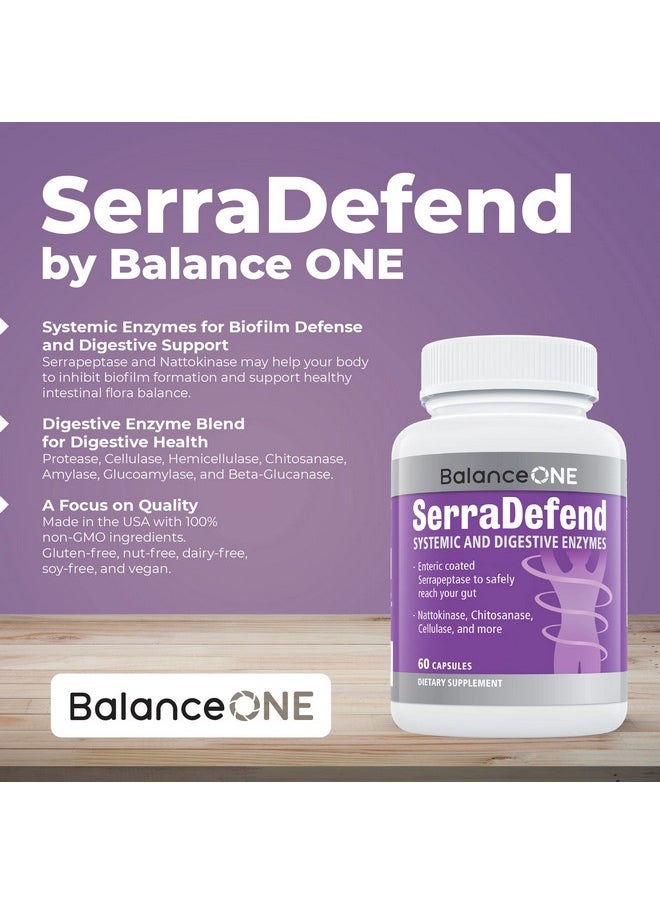 Balance ONE Serradefend Biofilm Defense Digestion Systemic And Digestive Enzymes Serrapeptase Nattokinase Protease Cellulase 60 Capsules 2 Month Supply  - Image 5