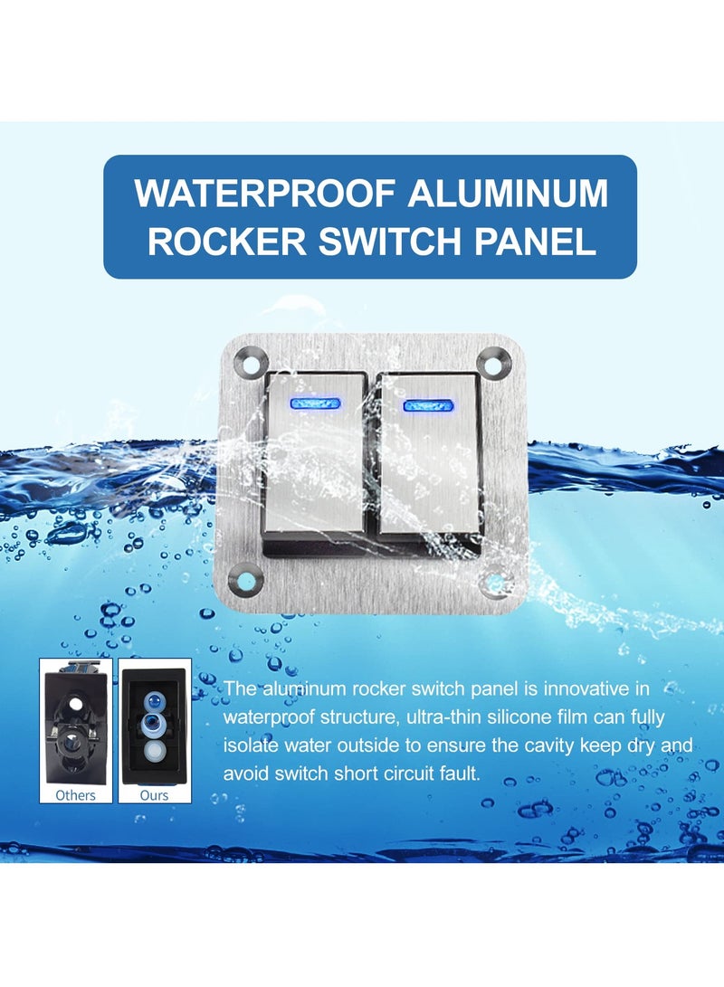 Zikra Waterproof Toggle Switch Panel ‚Äì 2 Gang Aluminum Toggle Switch Panel, 12V/24V Switch Panel, 3 Pin On-Off Car Switches, for Automotive Car Boat Truck Motorcycle Jeeps RV UTV - Image 2