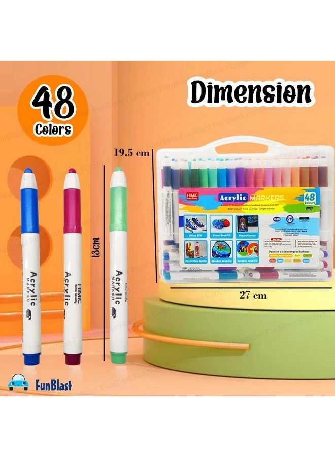 فنبلاست أقلام تلوين أكريليك من فن بلاست، 48 لونًا، مثالية للرسم على الصخور، والقماش، وألبومات الصور، والحرف اليدوية، والمشاريع المدرسية، والزجاج، والسيراميك، والخشب، والمعادن - Image 2