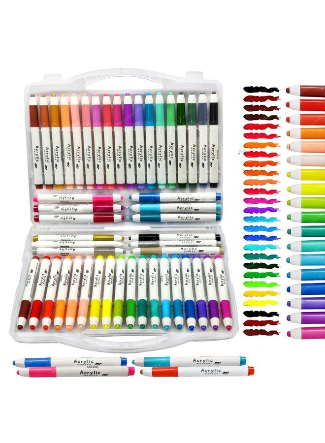 فنبلاست أقلام تلوين أكريليك من فن بلاست، 48 لونًا، مثالية للرسم على الصخور، والقماش، وألبومات الصور، والحرف اليدوية، والمشاريع المدرسية، والزجاج، والسيراميك، والخشب، والمعادن - Image 1