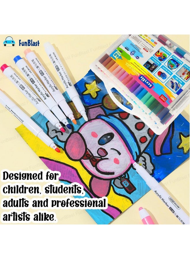 فنبلاست أقلام تلوين أكريليك من فن بلاست، 48 لونًا، مثالية للرسم على الصخور، والقماش، وألبومات الصور، والحرف اليدوية، والمشاريع المدرسية، والزجاج، والسيراميك، والخشب، والمعادن - Image 5