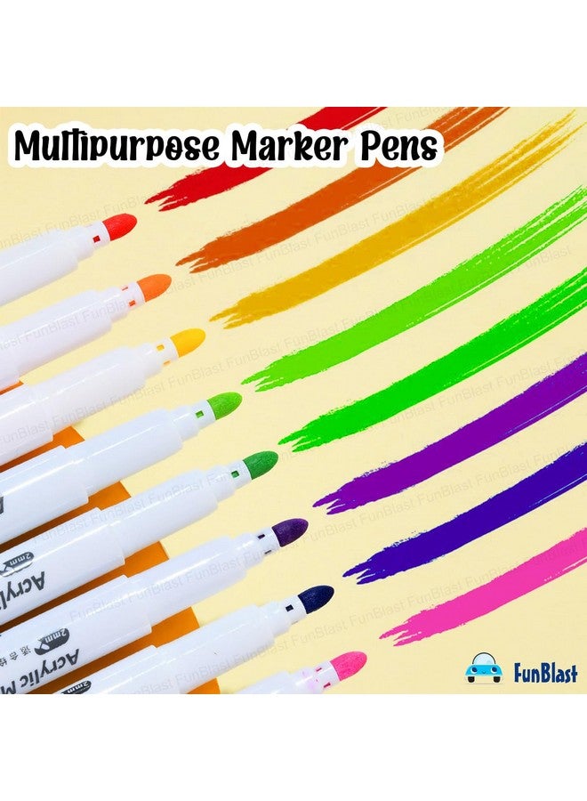 فنبلاست أقلام تلوين أكريليك من فن بلاست، 48 لونًا، مثالية للرسم على الصخور، والقماش، وألبومات الصور، والحرف اليدوية، والمشاريع المدرسية، والزجاج، والسيراميك، والخشب، والمعادن - Image 4