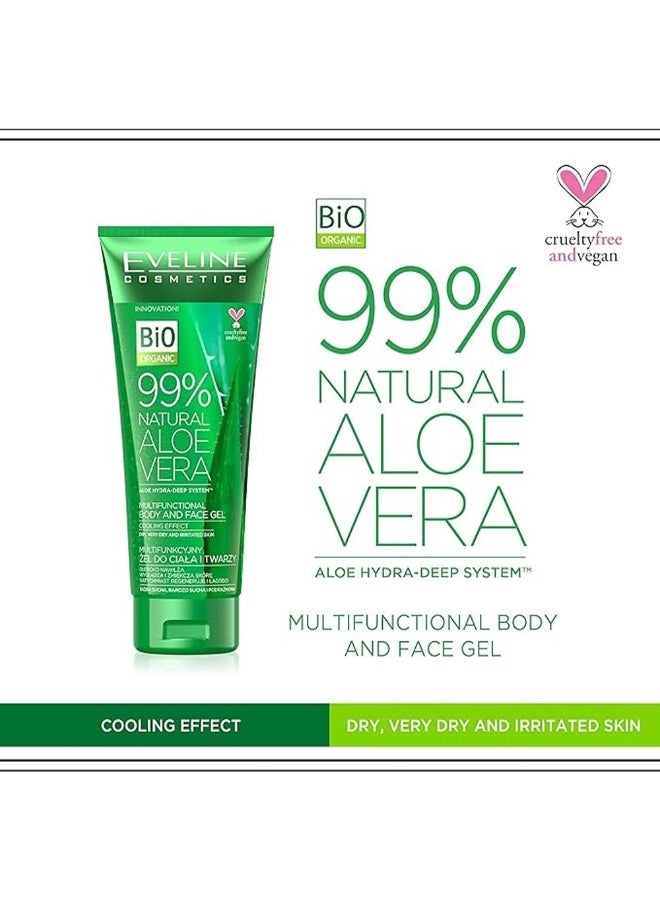 EVELINE COSMETICS Eveline Cosmetics Bio Organic Aloe Vera Gel, 99% Natural Moisturizing Gel For Body And Face, Cooling Effect For Dry And Irritated Skin, 250Ml - Image 2