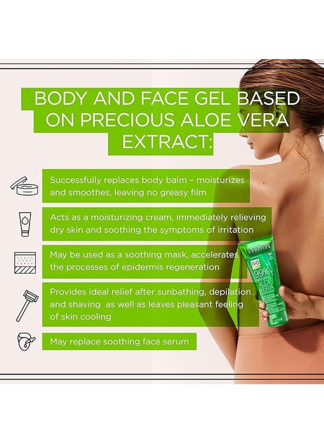 EVELINE COSMETICS Eveline Cosmetics Bio Organic Aloe Vera Gel, 99% Natural Moisturizing Gel For Body And Face, Cooling Effect For Dry And Irritated Skin, 250Ml - Image 5