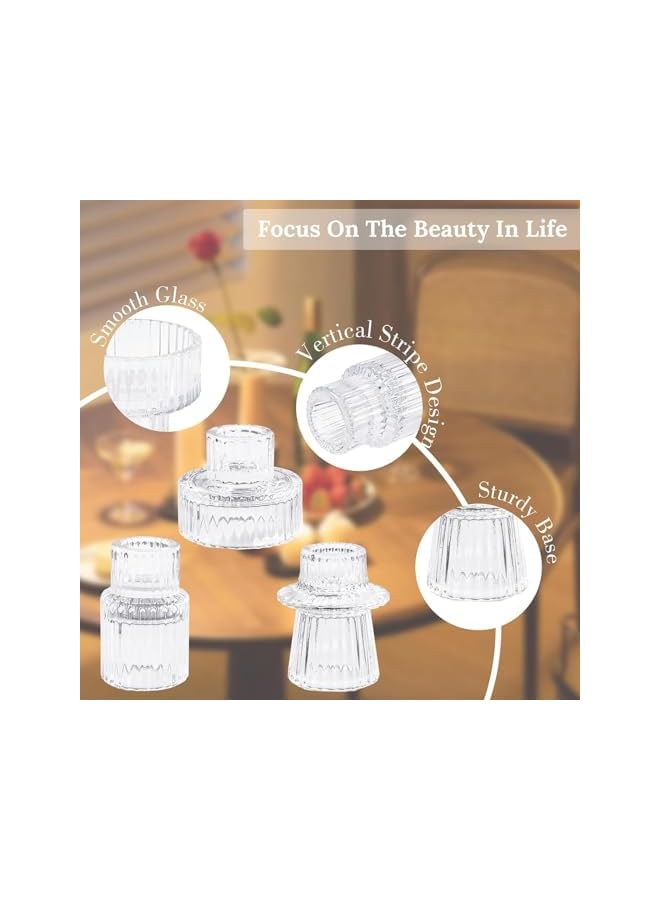 The Bros Glass Candle Holder Set of 3, Tapered Glass Candle Holder, Candle Holder for Table Toppers, for Table Centrepieces, Wedding Decorations and Dinner Party Candle Holder, Clear - Image 2