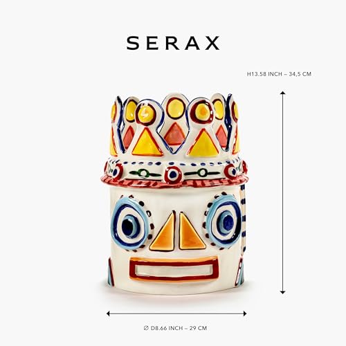 Serax Flower Vase | Sicily by Ottolenghi | Colorful Head Stoneware Home Decor Living Room for Coffee Table, Kitchen Decorations | Modern Entryway Table Decor or for Shelves | Unique Centerpiece Vases - Image 2