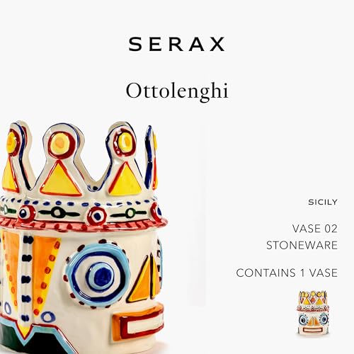 Serax Flower Vase | Sicily by Ottolenghi | Colorful Head Stoneware Home Decor Living Room for Coffee Table, Kitchen Decorations | Modern Entryway Table Decor or for Shelves | Unique Centerpiece Vases - Image 3