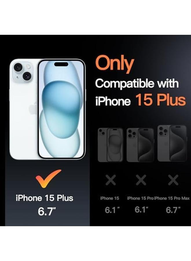 جي تيك جراب مسند لهاتف Iphone 15 Plus مقاس 6.7 بوصة متوافق مع Magsafe مع حامل حلقي للكاميرا المدمجة وغطاء ممتص للصدمات للهاتف ومضاد للخدش وظهر شفاف أزرق - Image 1