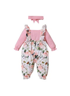 Hopscotch Hopscotch Kids Baby Girls Relaxed Fit, Polyester Floral Print Casual Style Full-Sleeve Footie In Pink Color For Ages 9-12 Months (Mtq-3976413)  - Image 2