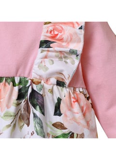 Hopscotch Hopscotch Kids Baby Girls Relaxed Fit, Polyester Floral Print Casual Style Full-Sleeve Footie In Pink Color For Ages 9-12 Months (Mtq-3976413)  - Image 4