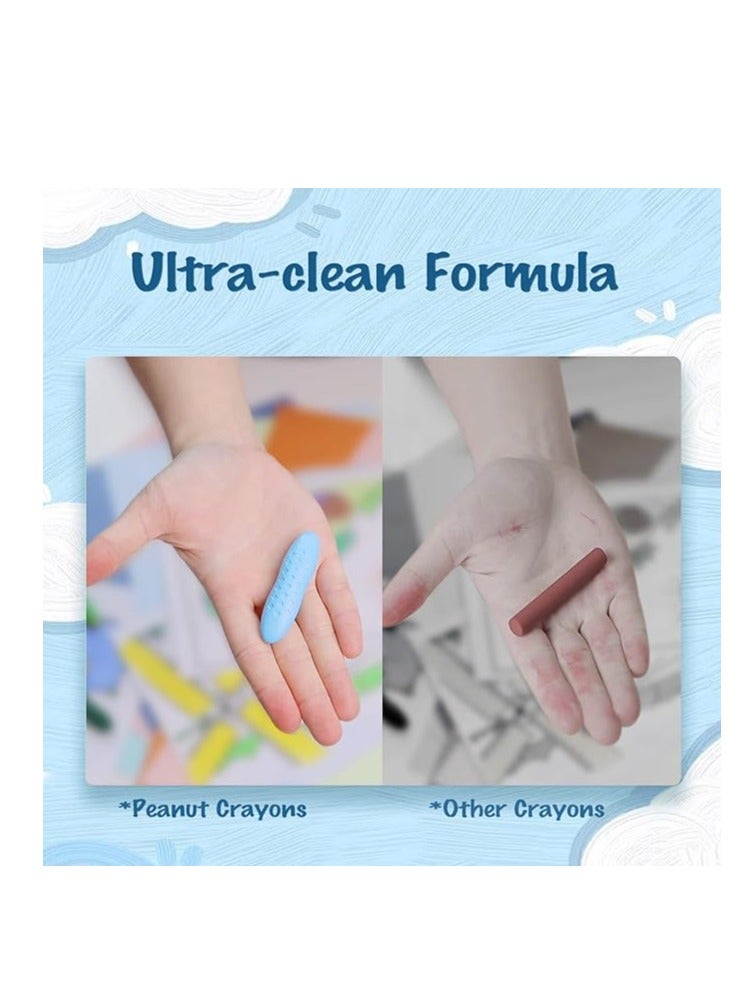 YPlus Crayons, Triangle Peanut Crayons for Kids, Non-Toxic Washable Crayons for Toddlers, Paint Crayons, Coloring Art Supplies, Handwriting Posture Correction Coloring Art for Toddlers (12 Colors) - Image 2