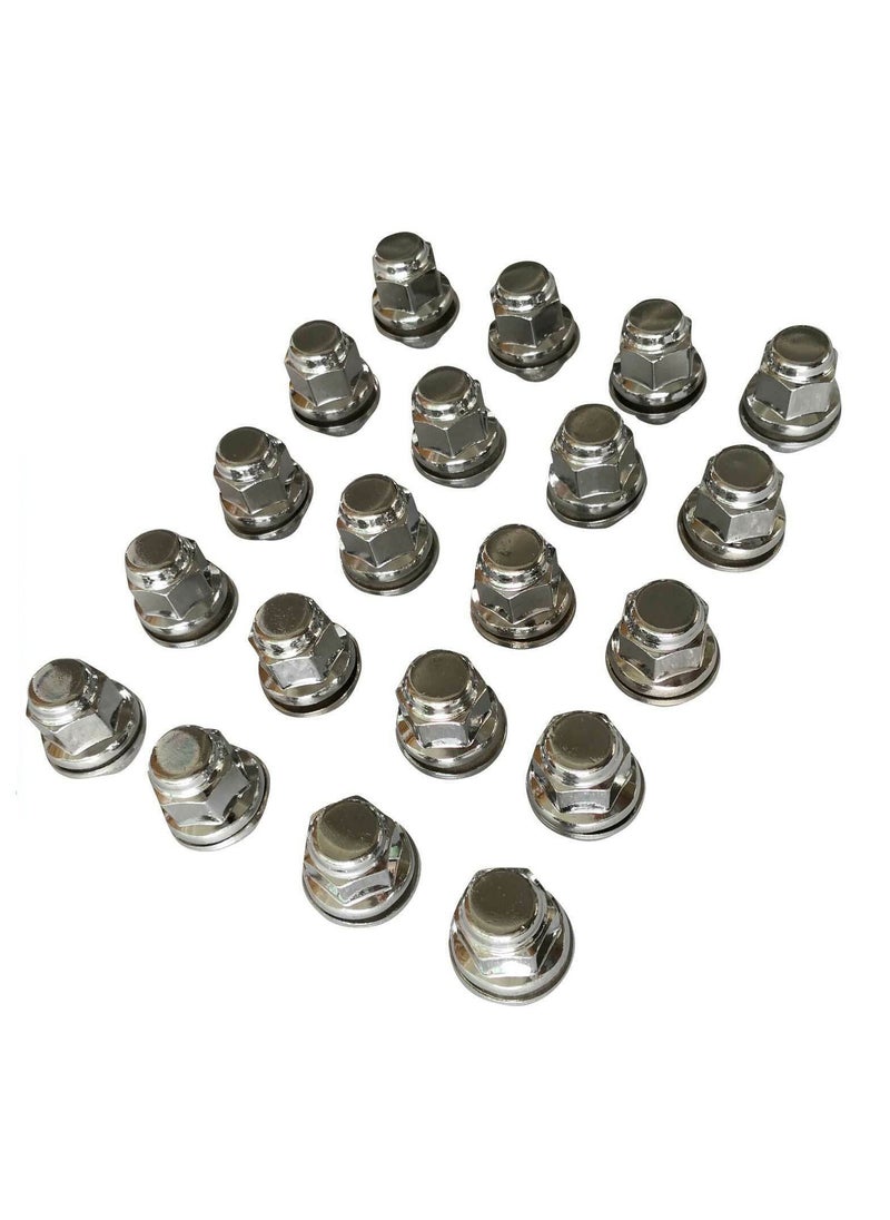 Machter 24pc Chrome Wheel Nuts Compatible With Toyota Hilux KUN26R 12mmx1.5 Alloy Wheels With Washer 2005-2015  - Image 1