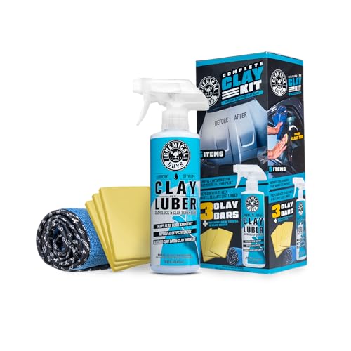 Chemical Guys Complete Clay Kit, Paint Restoration Kit, with Clay Luber 16 oz, 3 Clay Bars, & Microfiber Towel for Cars, Trucks, SUVs, & More - Image 1