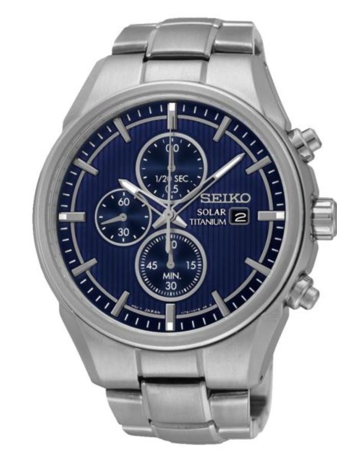 Seiko Men's Hand Watch CHRONOGRAPH Titanium Band Blue Dial SSC365P1 